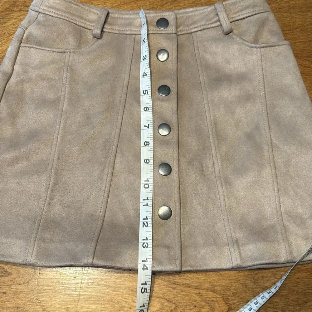 Zara TRF Suede Mini Skirt with Button Detail